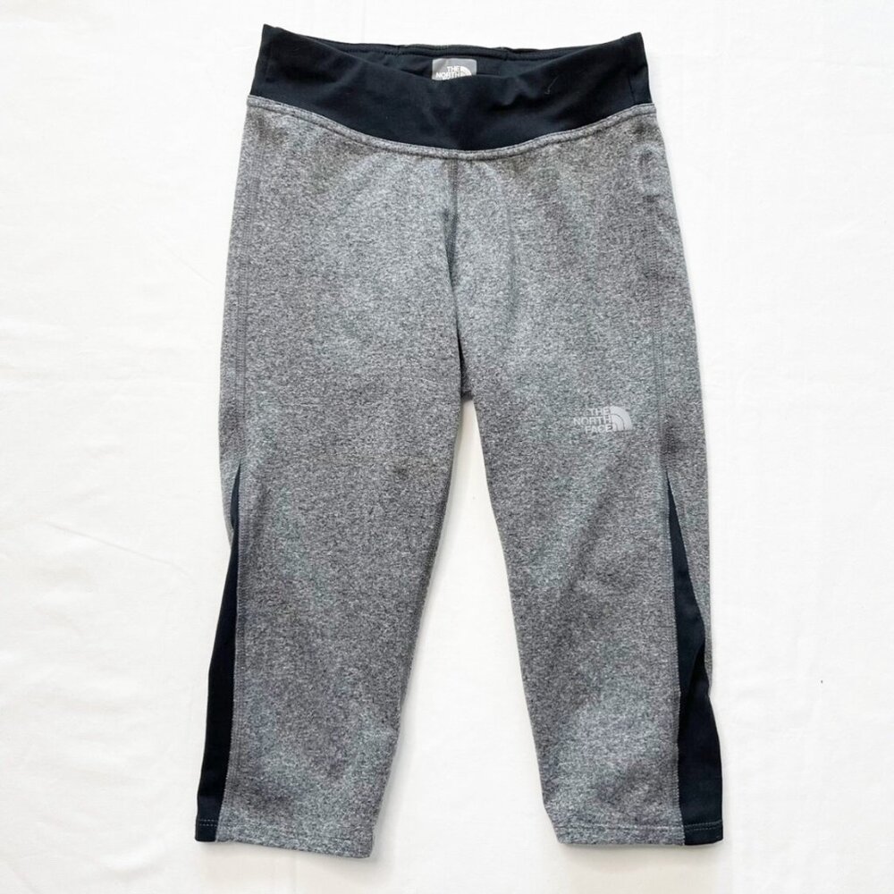 The North Face Girls Gray & Black Capri Leggings M 10/12 - Picture 1 of 5